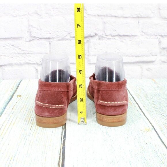 LL Bean Red Suede Slip On Round Toe Loafer Shoes Size 6 Medium - Picture 6 of 9
